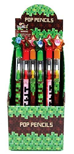 TINYMILLS 24 Pcs Pixel Miner Themed Multi Point Pencils Party Favor Mine Pixel Craft Back to School Pencils Classroom Rewards Prizes Goody Bag Treat Bag Stuffers