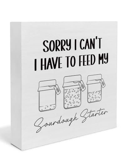 Funny Sourdough Baking Decor, Sourdough Starter Kitchen Wooden Box Sign Decorative Accessories, Gifts for Bakers Baking Lovers - color: Sourdough02