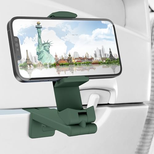 Perilogics Airplane Phone Holder Mount Universal in Flight Hands Free Viewing with Multi-Directional Dual 360 Degree Rotation (Evergreen) - color: Evergreen