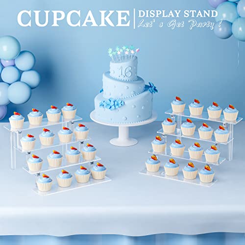 Acrylic Tiered Display Stand Shelf, 12”Perfume Stand Organizer, Large Acrylic Display Riser, Clear Pop Shelf for Perfume Cologne Makeup Dessert Collectibles Decoration (3 Pack)