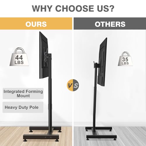 TVON TV Floor Stand for 13-50 inch LCD LED Flat/Curved Panel Screen TVs up to 44 lbs, Height Adjustable TV Stand Mount with VESA 200x200, Portable TV Stand for Bedroom, Dorm Room, Office - size: 13-50 inch TVs, 44 lbs capacity