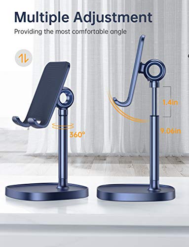 LISEN Cell Phone Stand,Angle Height Adjustable Stable Cell Phone Stand for Desk,Sturdy Aluminum Metal Phone Holder (Blue) - color: Blue