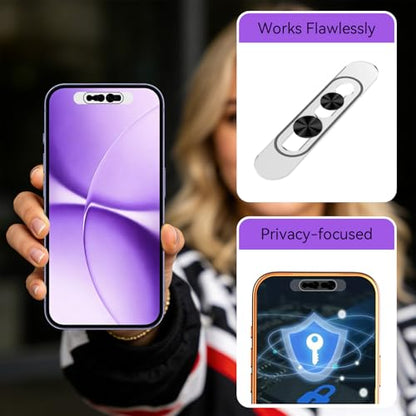 Front Camera Privacy Cover Compatible for iPhone 17/16/15/14 Pro & Pro Max, [2 Pack] Anti-Spy Lens Protector, On/Off Face ID Compatible Slide Cover, Camera Protector for Privacy & Security (Black)