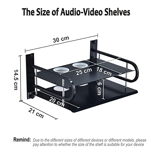 HNVNER Metal Wall Shelves with Cable Holes for Small Projector, Router, Modem, Camera, Speaker etc. AV Devices, 2-Tier Floating Shelf for TV Components Bracket Cable Boxes Media Boxes, 9.8" x 8.27" - color: 2 Layers-small-1pcs