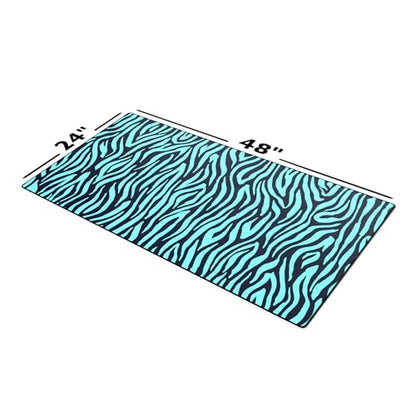 Gamer Boss - Gaming Mouse Pad - 48 x 24 Inches - 4mm Thick with Stitched Edges, Non-Slip Rubber Base, Premium Cloth Mousepad, Desk Mat for Laptop, Keyboard, Computer & PC (Mega, Blue Zebra) - color: Blue Zebra, size: 48" x 24"