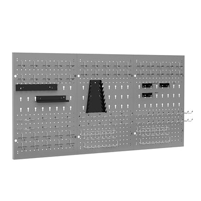 Metal Pegboard Wall Organizer 3 Packs Metal Pegboard Kit with 115 PCS Hooks Pegboard Panels Tool Organizer for Garage,Warehouse, - size: 3 packs+115hooks