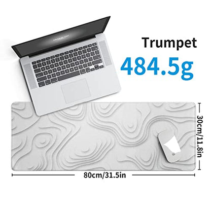 Solid Geometry Large Gaming Mouse Pad White Mouse Pad Gaming Big Desk Pad Desk Mat with Stitched Edge 31.5''x11.8'' Computer Mousepad Waterproof Desk Protector - color: Solid Geometry