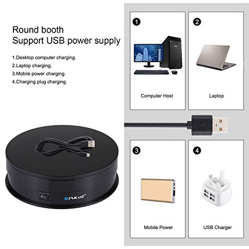 PULUZ 360 Degree Photography Turntable Rotating Display Stand, 5.7in(15cm) Diameter 360 Degree Turntable Display Stand for Photography Video Shooting Props Jewelry, Max Load 33Lb (Black) - size: 5.7inch/Black