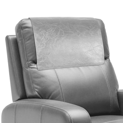 Recliner Headrest Protector,Non Slip Waterproof Headrest Cover,Leather Recliner Headrest Cover for Sofa,Furniture,Living Room,Office Chair (Light Gray) - color: Light Gray, size: Hook & Loop