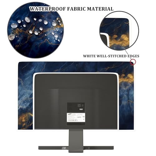 Waterproof Television Cover 32 Inch Anti-Static Dustproof Weatherproof Protective Full Body Cover for TV Screen Sleeve Compatible with Television LED LCD OLED TVs，Blue Marble - color: Blue and yellow, size: 32 Inch