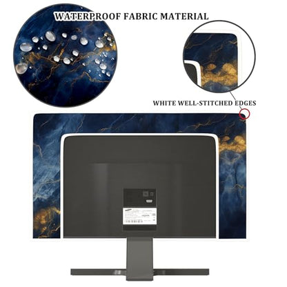 Waterproof Television Cover 32 Inch Anti-Static Dustproof Weatherproof Protective Full Body Cover for TV Screen Sleeve Compatible with Television LED LCD OLED TVs，Blue Marble - color: Blue and yellow, size: 32 Inch