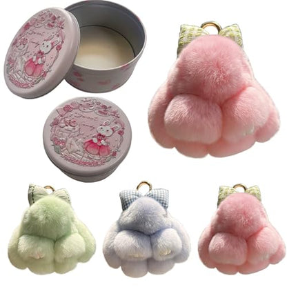 Handmade Soft Bunny Keychain, Includes Matching Tin, Charming Rabbit Design, Perfect for party gifts, Christmas. - color: Pink, size: big