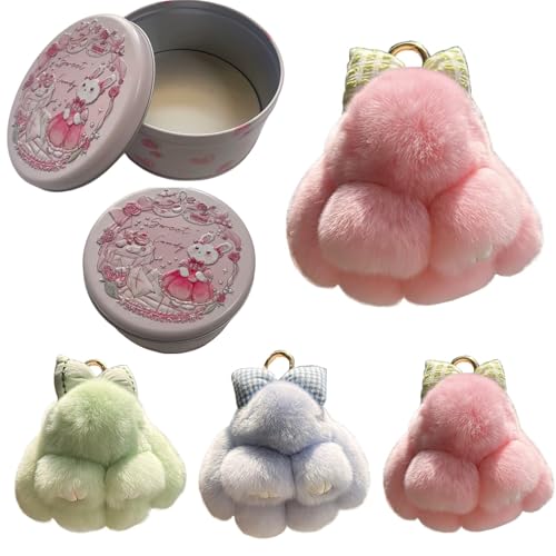 Handmade Soft Bunny Keychain, Includes Matching Tin, Charming Rabbit Design, Perfect for party gifts, Christmas. - color: Pink, size: big