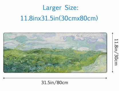 Large Extended Gaming Mouse Pad with Stitched Edges, Non-Slip Rubber Base Mouse Pad for Office, Computer, Keyboard, Laptop and Home Desk Pad 31.5X11.8 Inch Vincent Van Gogh Green Wheat Fields - color: Vincent Van Gogh Green Wheat Fields, size: 31.5" x 11.