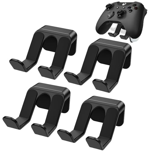 4-Pack Controller Holder Wall Mount, Headset Holder Stand for Xbox Series X/S, PS5, PS4, PC Gaming Stuff Accessories with Stable 3M Adhesive, Strong Adhesive by Screws(Black) - color: Black (4 Pack)
