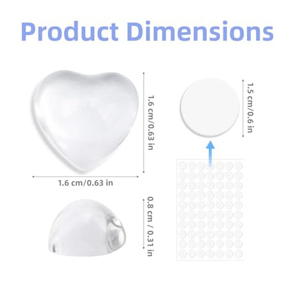 70pcs Keyboard Bubbles for Long Nails, Raised Glass Heart Shaped Keyboard Stickers Cute Key Covers Accessories Supplies for External & Desktop Keyboards Calculator