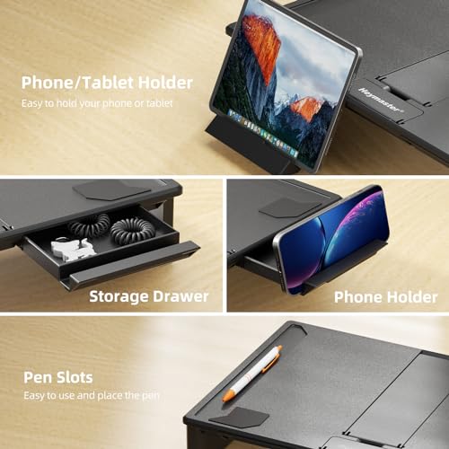 Heymaster Ergonomic Monitor Stand Riser, Laptop Stand Foldable Muti-Angle Adjustable Portable Foldable Stand with Heat-Vent Compatible with MacBook, Air, Pro, Surface Laptop (9-17 inches) (Black)