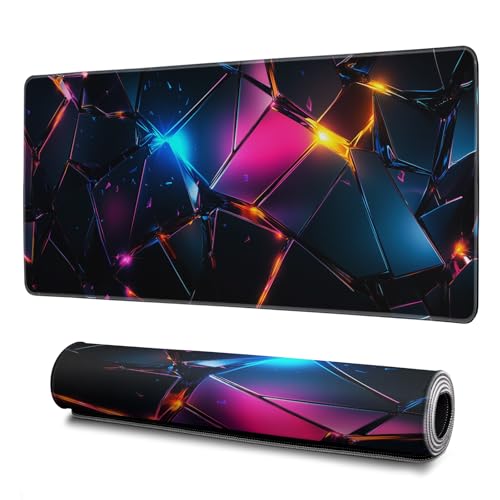 Stylish Geometric Mouse Pad Abstract Black Mouse Pad 31.5x11.8 Inch Geometric Texture Non-Slip Rubber Base Large Mousepad Stitched Edges Keyboard Mouse Mat Desk Pad for Office and Home - color: Stylish Geometric