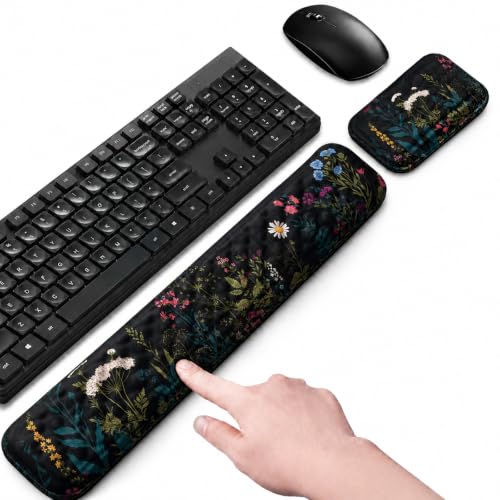 Keyboard Wrist Rest Mouse Wrist Support, Memory Foam Wrist Rest Pad for Computer Laptop, Ergonomic Wrist Cushion Support for Typing Pain Relief, Gaming Home Office, Flowers Grass - color: Flowers Grass