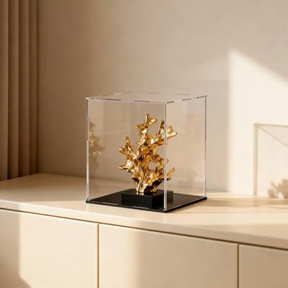 Acrylic Display Case, Clear Collectible Display Box with Matte Black Base, Dustproof Acrylic Showcase, Easy Self Assembly Storage Cases for Art Figurine, Trophy and Action Figures, 8 x 8 x 12 inch - size: 8 x 8 x 12 inch
