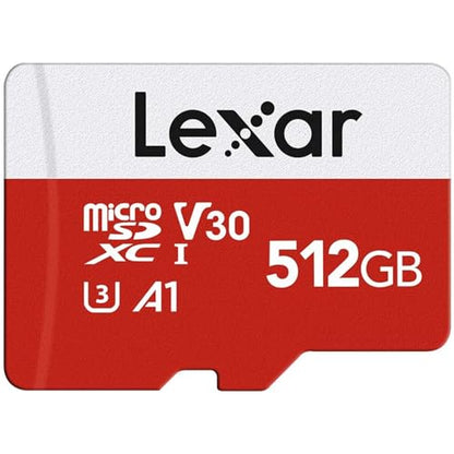 Lexar E-Series 512GB Micro SD Card, microSDXC UHS-I Flash Memory Card with Adapter, 100MB/s, C10, U3, A1, V30, Full HD, 4K UHD, High Speed TF Card - color: 512GB x1