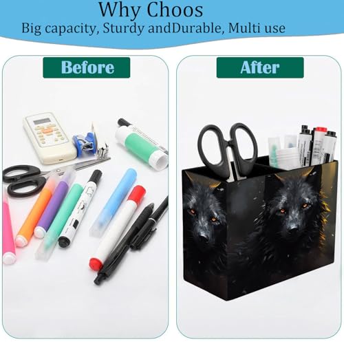 Pen Holder and Anti-Slip Mouse Pad Combination, Makeup Brush Storage Box, Tableware Storage Box, Suitable for Office and Home - Black Wolf - color: Black Wolf