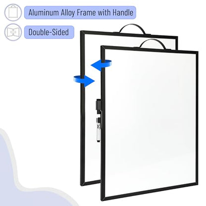 Mr. Pen- Small Magnetic White Board, 16"x12" | Double-Sided Magnetic Dry Erase Board with Handle & Dry Erase Marker, Portable Aluminum Frame Whiteboard for Office, Home