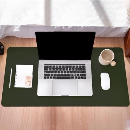 Non-Slip Leather Desk Mat, 31.5" x 11.8" Waterproof Laptop Computer Desk Keyboard Pad, Large Mouse Pad for Office,Work, Home, Decor (Dark Green) - color: Dark Green