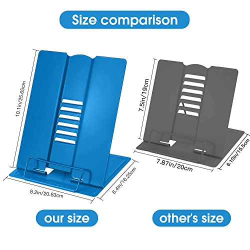 Large Book Stand Metal Reading Rest Book Holder Adjustable Document Cookbook Holder Portable Bookstands for Textbooks/Music Books/Recipe/Mobile Phone/Tablet(Deep Blue) - color: Deep Blue