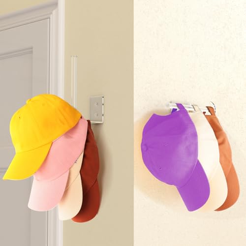 Durmmur 2 Pack Hat Racks for Baseball Caps, Acrylic Hat Organizer, Hat Hooks for Wall, Hat Holder Storage Organizer, Hat Hanger Strong Adhesive/Wall Drilled for Door, Bedroom, Closet(Clear 6 in) - color: Clear, size: 2 Pack 6 in
