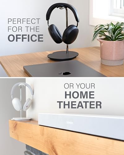 Sanus Sonos Ace Headphones Stand - Premium Stand w/Silicone Cradle Prevents Creasing & Built-in Cable Management w/Magnetic Clip for Fast Charging - Tool-Free Setup - Black Sonos Headphones Holder - color: Black