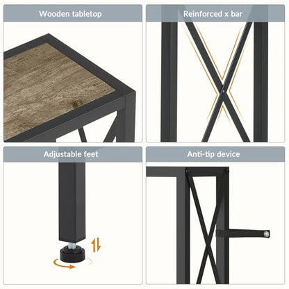 Gewudraw 41.7" Console Table, Narrow Behind The Couch Table with Outlet, Industrial Skinny Sofa Table for Hallway, Entryway, Living Room,Walnut - color: Light Grapefruit, size: 41.7W