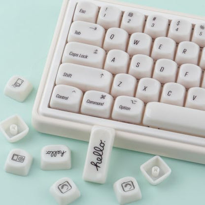 Tsungup MOA Keycaps,136 Keys Cute Ceramic Textured Custom Keycaps 60 75 Percent, Minimalist White Mac Keycap Set Key Caps Keyboard for Cherry Gateron MX Swithes Mechanical Keyboards(Translucent White) - color: White