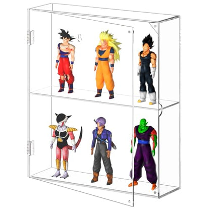 AITEE Acrylic Display Case, Clear Display Case for Funko Pop Figures, 2 Layer Wall Mounted or Desktop Dustproof Display Cabinet Shelf for Collectibles,Mini Toys,Rock, Amiibo - size: 2-Layer
