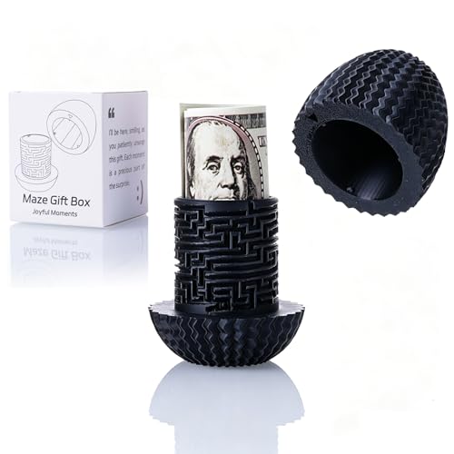 Maze Puzzle Box for Cash Gift, Money Holder Gift Box | Maze puzzle, hidden cash compartment, money gift, birthday anniversary, brain teaser, surprise holder gift for teens & adults - color: Black