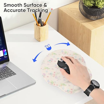 RICHEN Ergonomic Mouse Pad with Wrist Support,Non-Slip Rubber Base for Computer Laptop & Mac,Lightweight Rest for Home,Office & Travel (Pink Flowers Birds) - color: Pink Flowers Birds