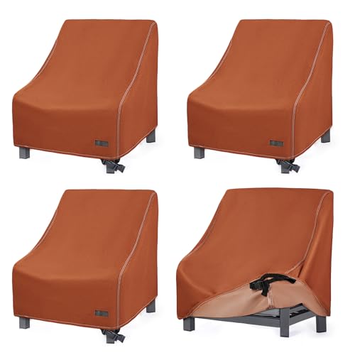 NettyPro Patio Chair Covers for Outdoor Furniture 4 Pack, Waterproof Heavy Duty Lawn Patio Furniture Cover Deep Seat Dining Chair Covers High Back, 30W x 33D x 34H inches, Brown - color: Brown, size: 4 Pack - 30 x 33 x 34 inch