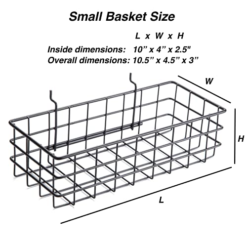RightArrange Pegboard Basket Size S, Black - Hooks to Any Peg Board - Square Style Wire Shelf Baskets - Organize Tools, Workbench, Accessories, Garage Storage - Wall Organizer Attachments - size: Small