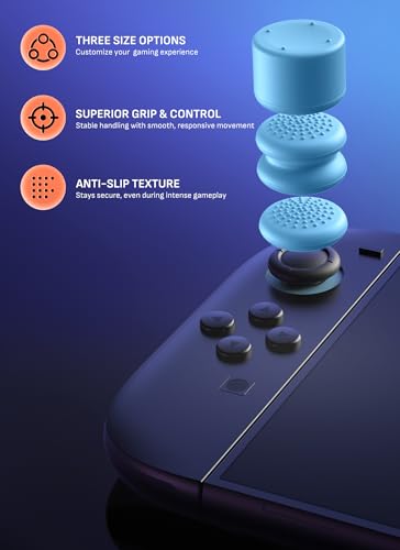 Mumba Thumb Grips for Nintendo Switch 2 with Storage Box, 3 Pairs (6pcs) Anti-Slip Joystick Caps, Ergonomic Design for Enhanced Grip & Precision Control, Accessories for Joy-Con, Blue/Light Red