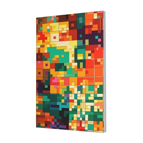 Pixel Art Pattern Wall Art Posters Modern Prints Painting Framed Pictures Artwork Decoration For Living Room Kitchen Bathroom Office Ready To Hang 16"X24" - size: 16"x24"