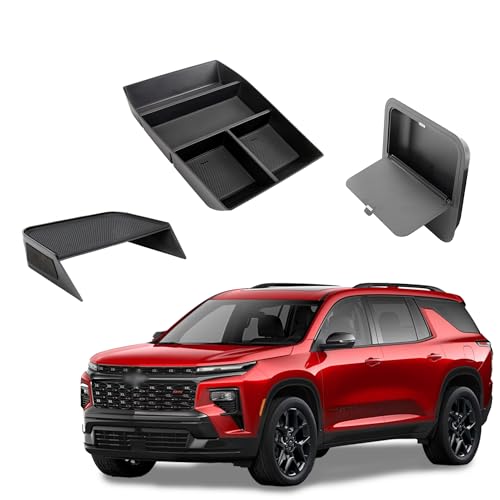 Center Console Organizer Compatible with 2024-2026 Chevy Traverse Accessories, Divider Compartment Tray＆Console Bottom Storage Box＆Armrest Hidden Insert Tray (Not fit 2024 Traverse Limited) - size: Center Console Organizer Set (3PC)
