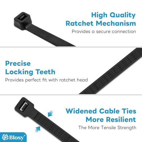 Heavy Duty Cable Ties 3/8" x 19" (100-Pack) - 180 lb Tensile Strength, Black Nylon Straps for Outdoor/Indoor Bundling