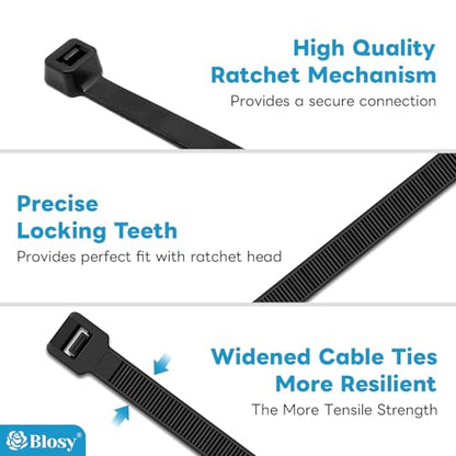 Heavy Duty Cable Ties 3/8" x 19" (100-Pack) - 180 lb Tensile Strength, Black Nylon Straps for Outdoor/Indoor Bundling