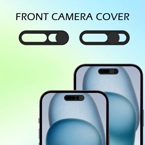 Webcam Cover,Front Camera Cover Compatible for iPhone 15/15 Plus/15 Pro/15 Pro Max/14 Pro/14 Pro Max,Protect Privacy and Security,Not Affect Face ID, 2 Pack-Black - color: Black