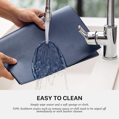 Baroyal Faux Leather Placemats Set of 6 Vinyl Washable Wipeable Table Mats for Kitchen Dining Table Heat Resistant Waterproof Modern Indoor/Outdoor Placemats Non-Slip Easy Clean Place Mats (Navy Blue) - color: B-navy Blue