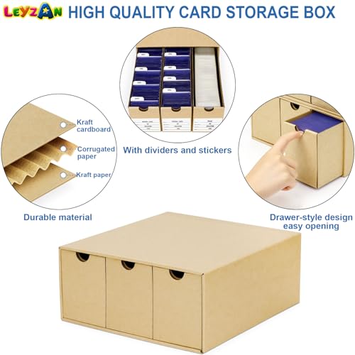 Card Storage Box for Toploader, 12 • 600 Count Cardboard Trading Card Organizer Box with Dividers for Sports TCG Mtg, brown