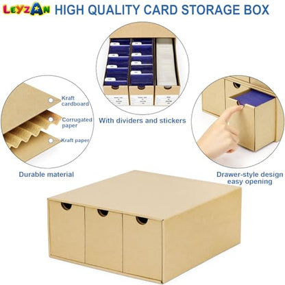 Card Storage Box for Toploader, 12 • 600 Count Cardboard Trading Card Organizer Box with Dividers for Sports TCG Mtg, brown