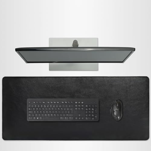 Full Grain Genuine Leather Desk Pad – Black (XL) - Premium Desk Mat with Non-Slip Backing, Thick 3mm, Office Desk Protector for Work & Gaming (Extra Large 35.4 x 15.7 inch) - color: Black