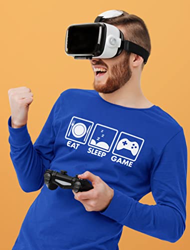 Tstars Eat Sleep Game Hoodie for Men and Teens Funny Gamer Pullover Cool Gaming Apparel Hoodies Boys - color: Game Shirt / Blue, size: Medium