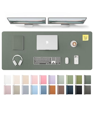 YSAGi Leather Desk Pad Protector, Office Desk Mat, Large Mouse Pad, Non-Slip PU Leather Desk Blotter, Laptop Desk Pad, Waterproof Desk Writing Pad for Office and Home (Dark Green,55" x 17.2") - color: Dark Green, size: 55" x 17.2"